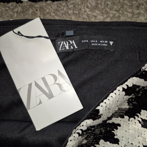 NEW ZARA Sequin Houndstooth Skirt & Top Sz.S NWT - Picture 8 of 9